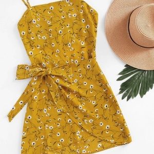 Ditsy Floral Open-Back Mock Wrap Dress